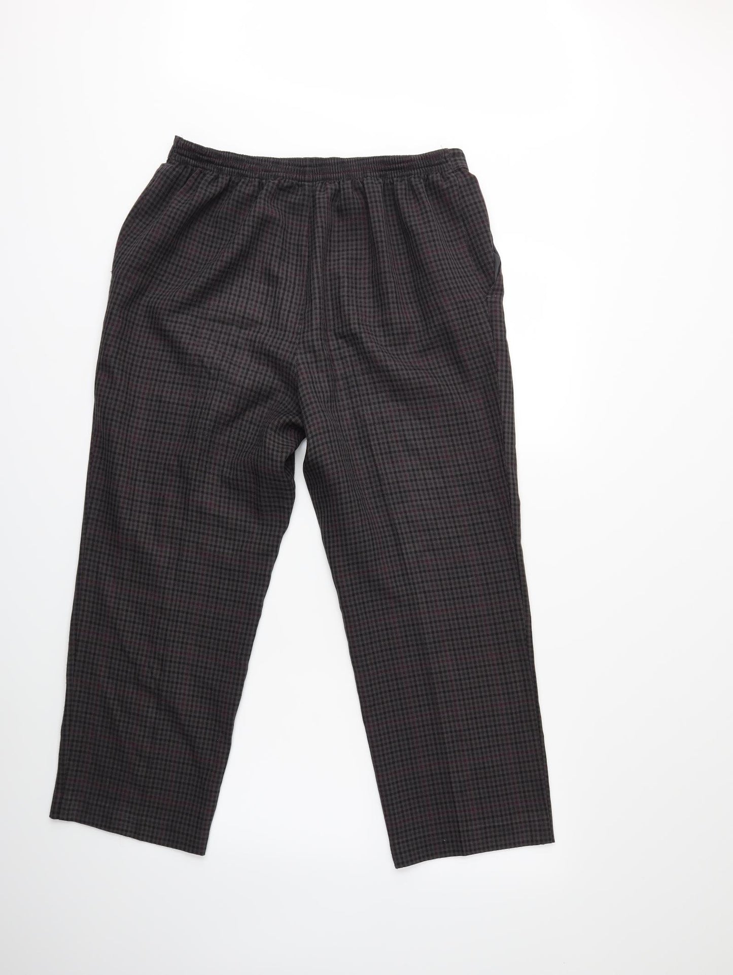Marks and Spencer Womens Grey Check  Trousers  Size 16 L25 in