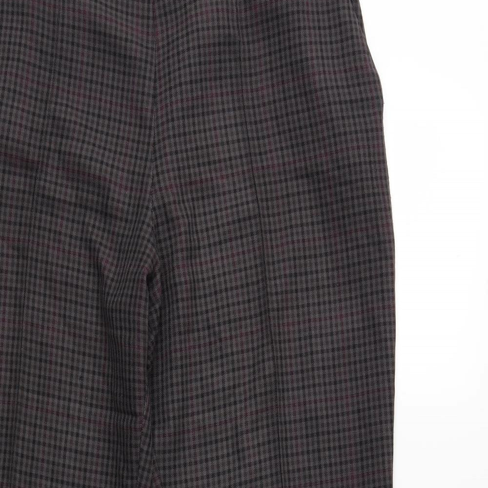 Marks and Spencer Womens Grey Check  Trousers  Size 16 L25 in