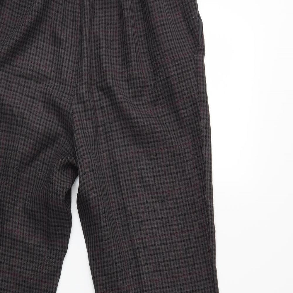 Marks and Spencer Womens Grey Check  Trousers  Size 16 L25 in
