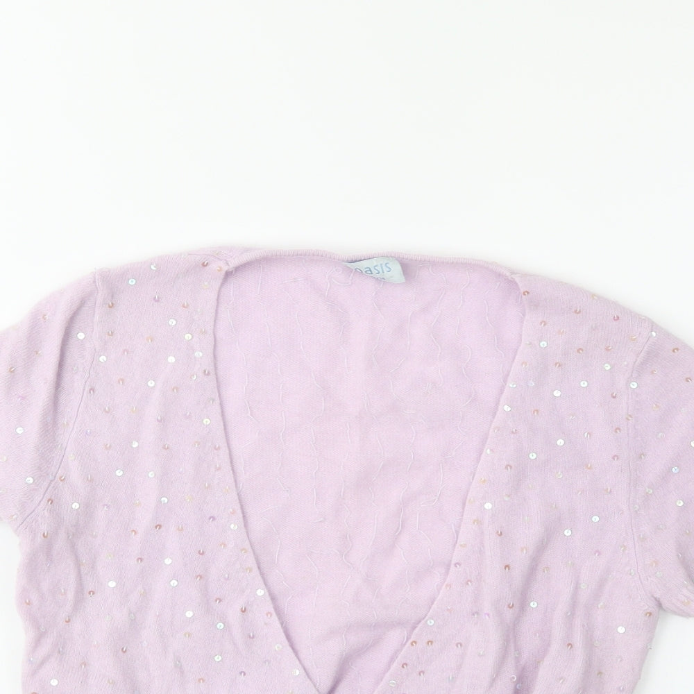 Oasis Womens Purple  Knit Cardigan Jumper Size 12