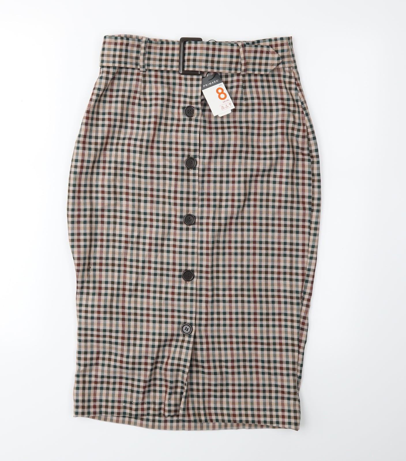 Primark Womens Brown Check  Straight & Pencil Skirt Size 8