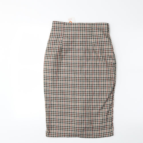 Primark Womens Brown Check  Straight & Pencil Skirt Size 8