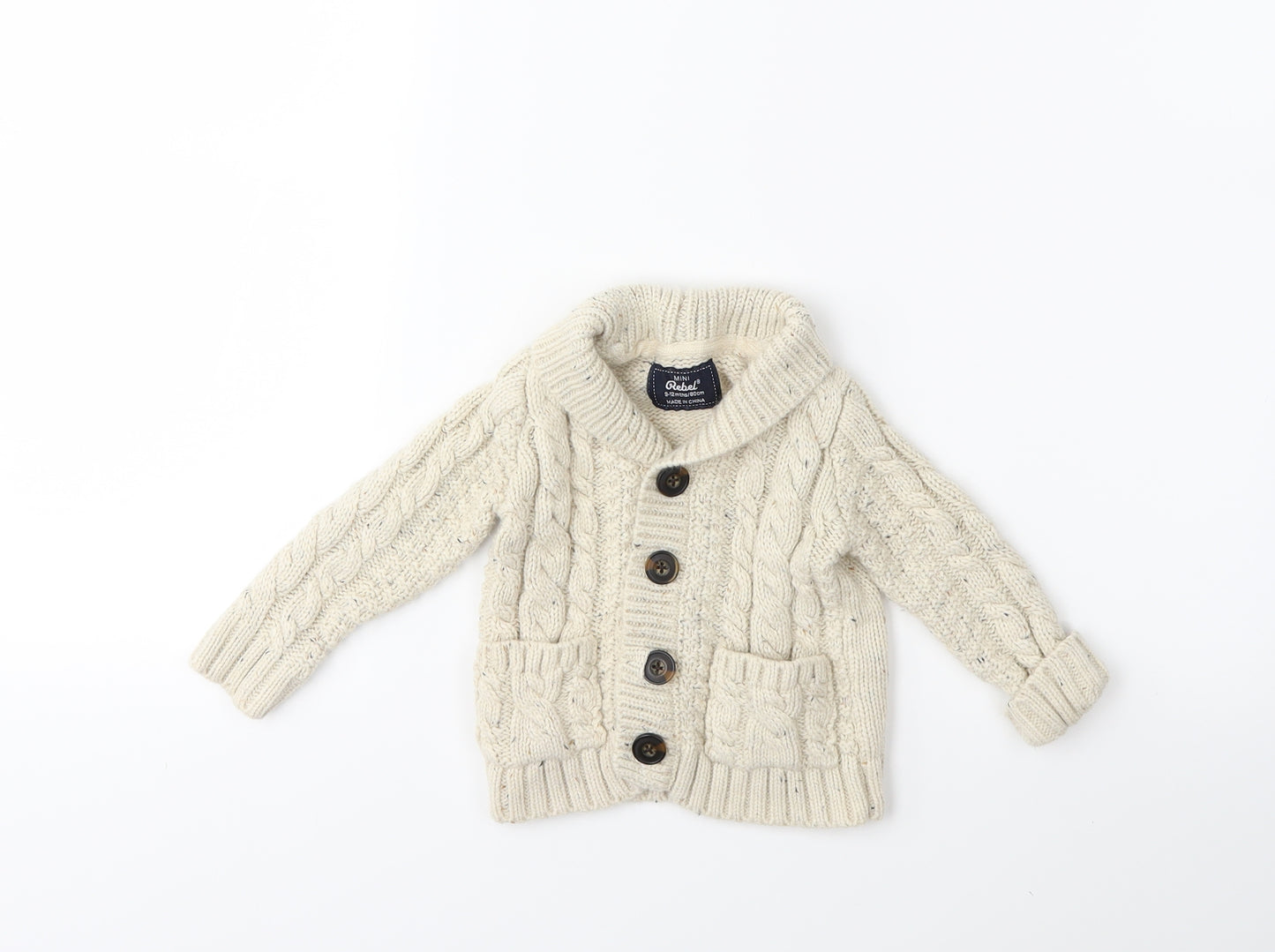 Rebel Baby Beige  Knit Cardigan Jumper Size 9-12 Months