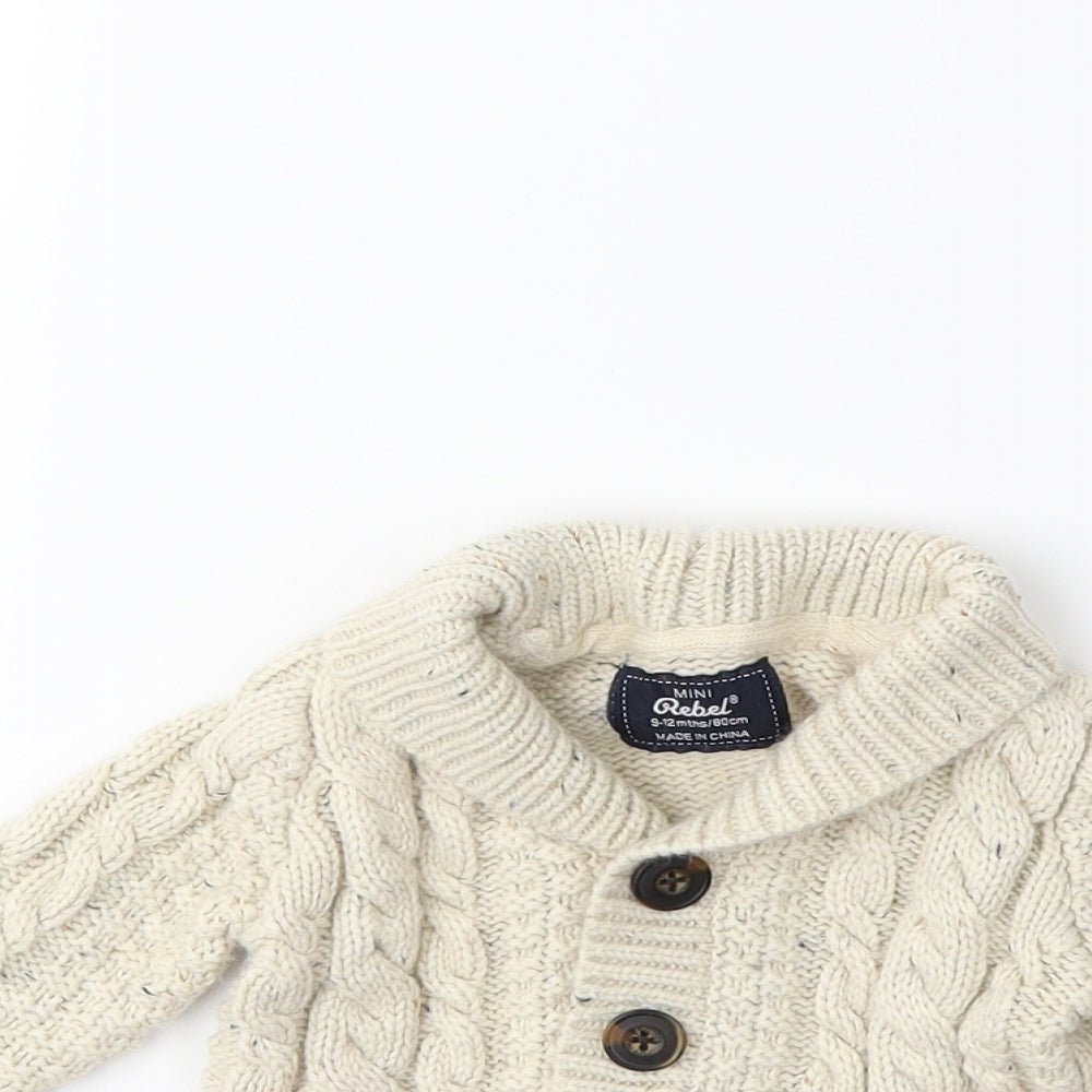 Rebel Baby Beige  Knit Cardigan Jumper Size 9-12 Months