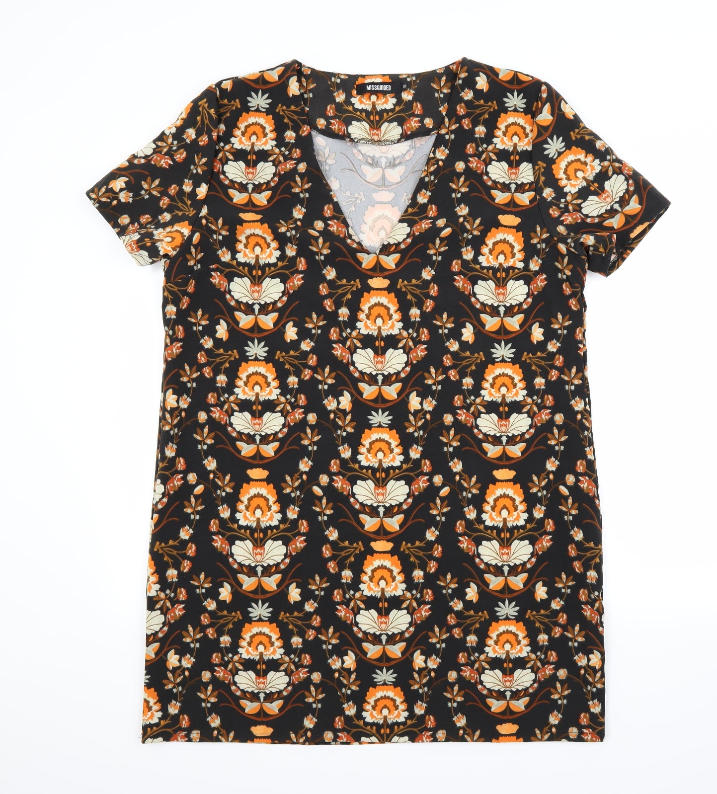 Missguided Womens Brown Floral Rayon A-Line  Size 16