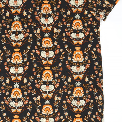 Missguided Womens Brown Floral Rayon A-Line  Size 16