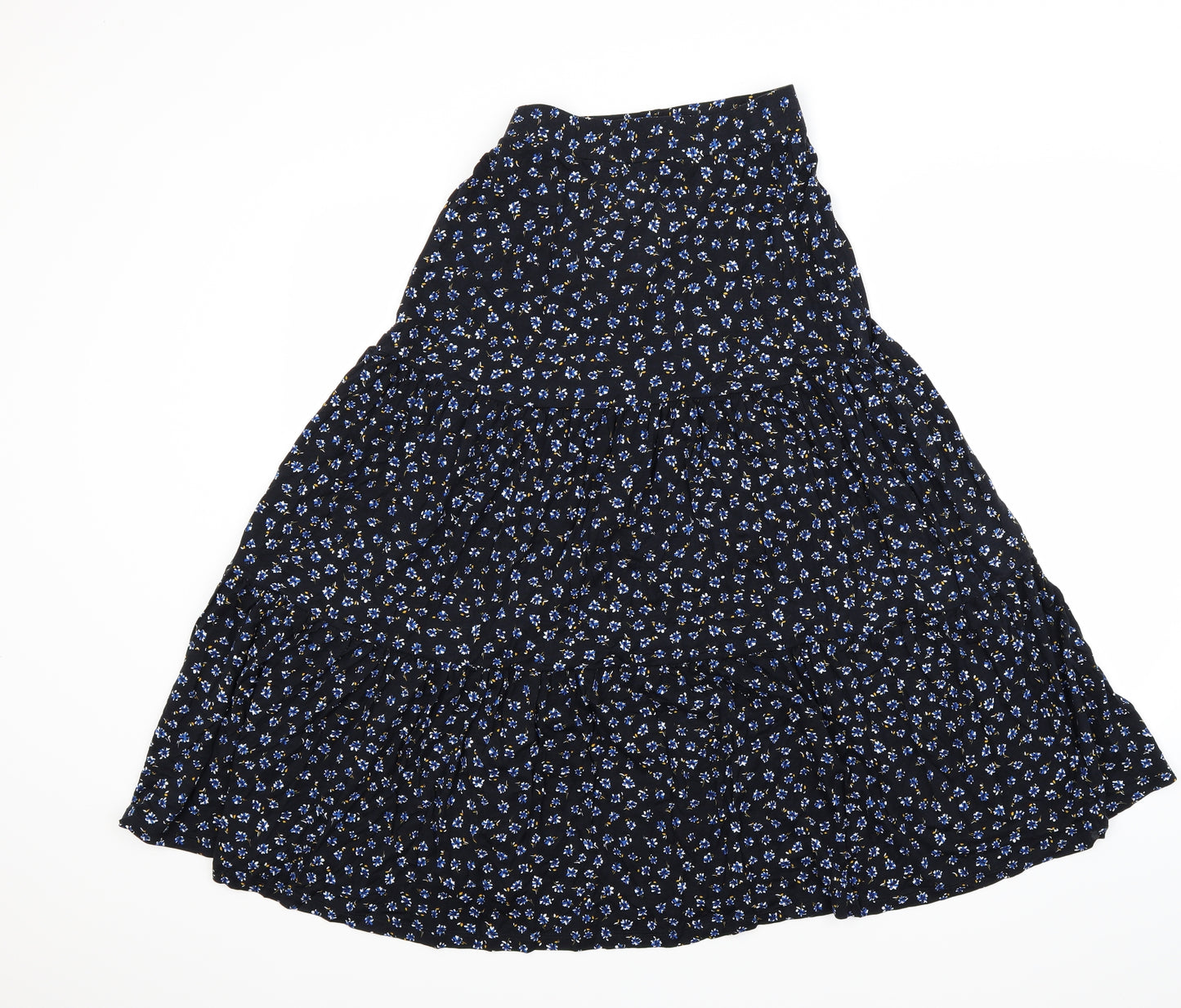 M&Co Womens Black Floral  Flare Skirt Size 8