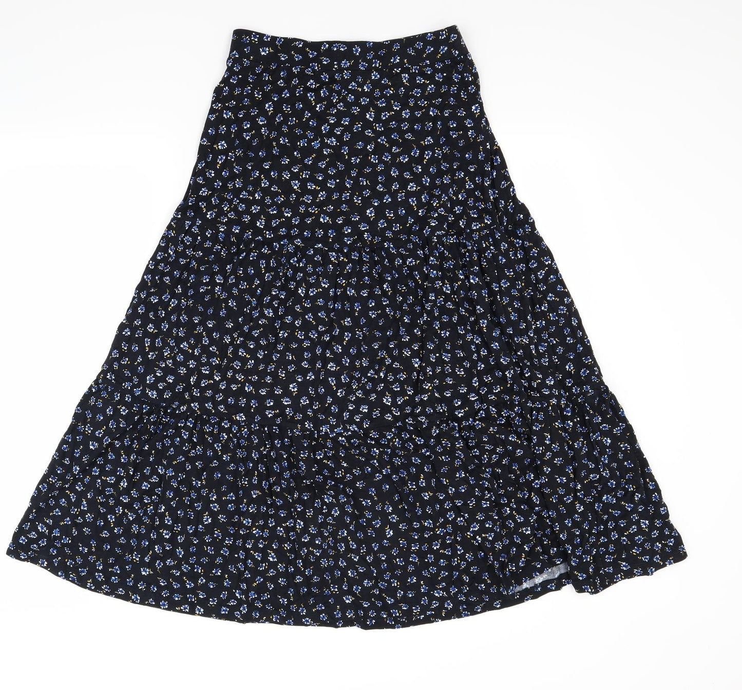 M&Co Womens Black Floral  Flare Skirt Size 8