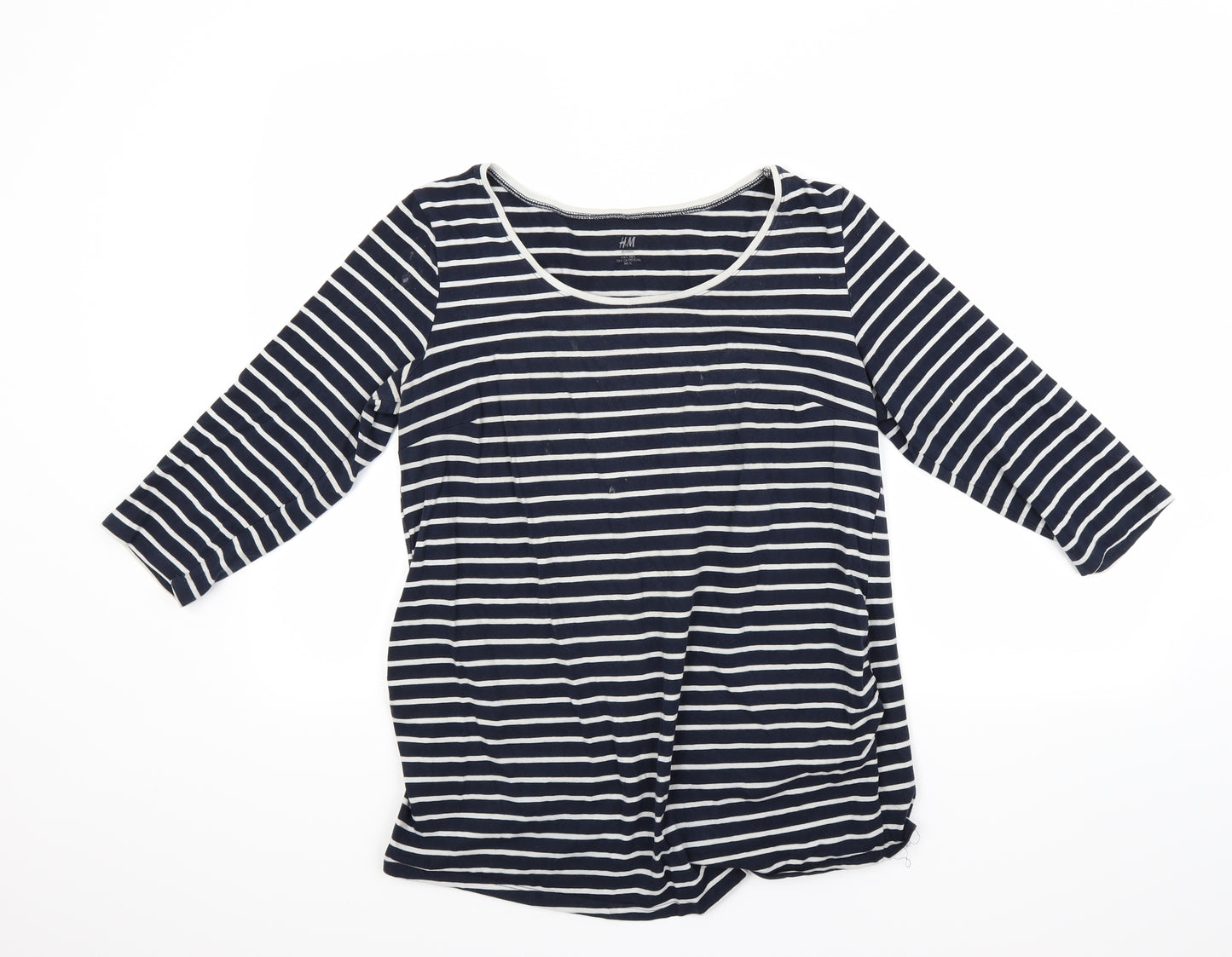 H&M Womens Blue Striped  Basic T-Shirt Size L