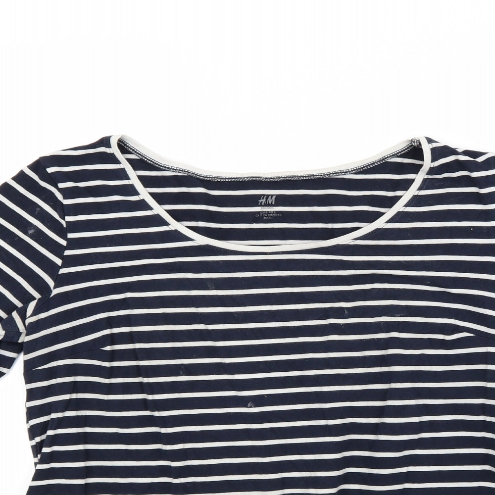 H&M Womens Blue Striped  Basic T-Shirt Size L