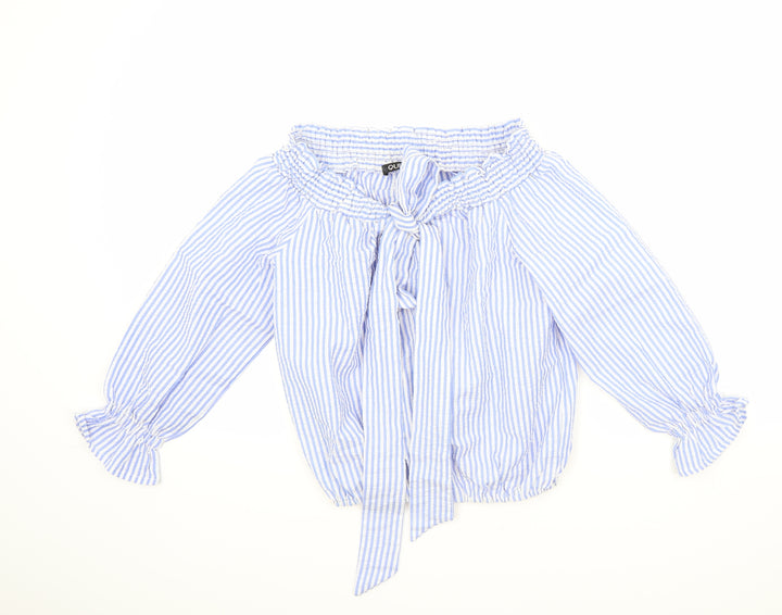 Quiz Womens Blue Striped Basic Blouse Size S