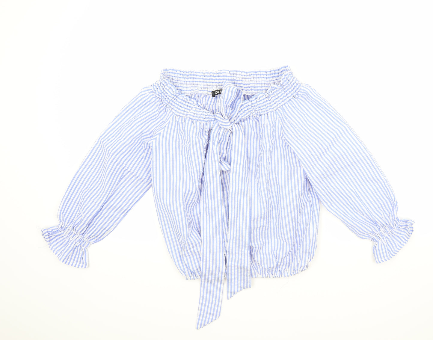 Quiz Womens Blue Striped  Basic Blouse Size S