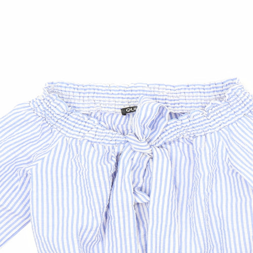 Quiz Womens Blue Striped  Basic Blouse Size S