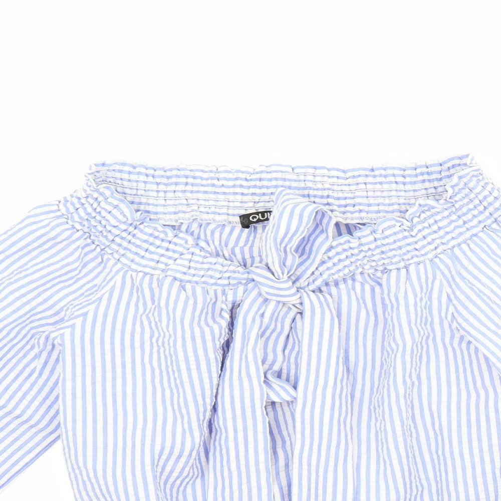Quiz Womens Blue Striped  Basic Blouse Size S