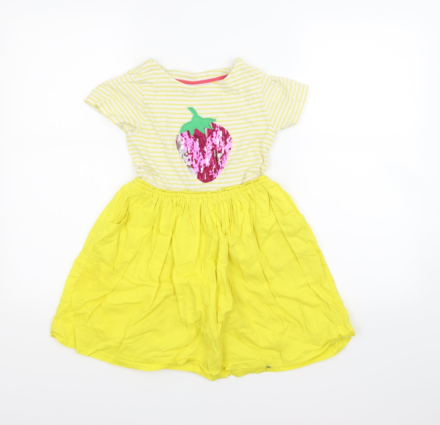 Mini Boden Girls Yellow Striped  Fit & Flare  Size 7-8 Years