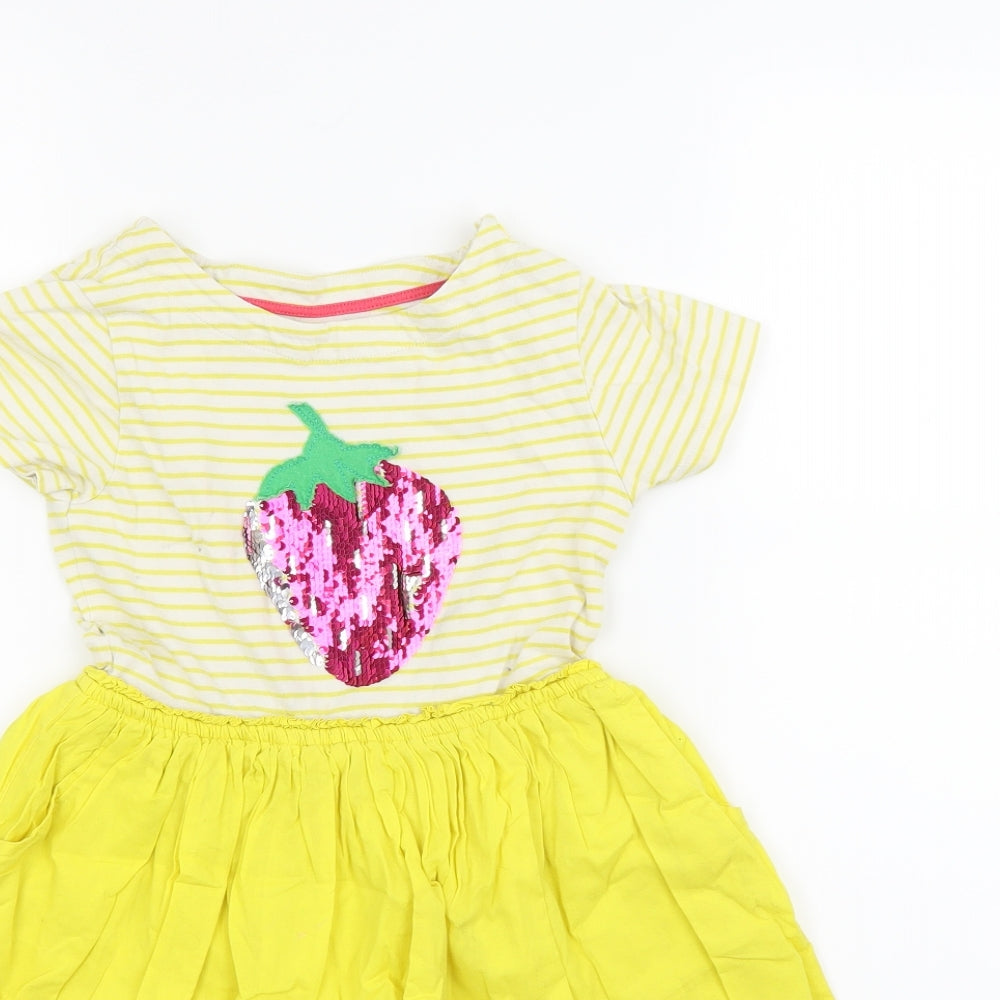 Mini Boden Girls Yellow Striped  Fit & Flare  Size 7-8 Years