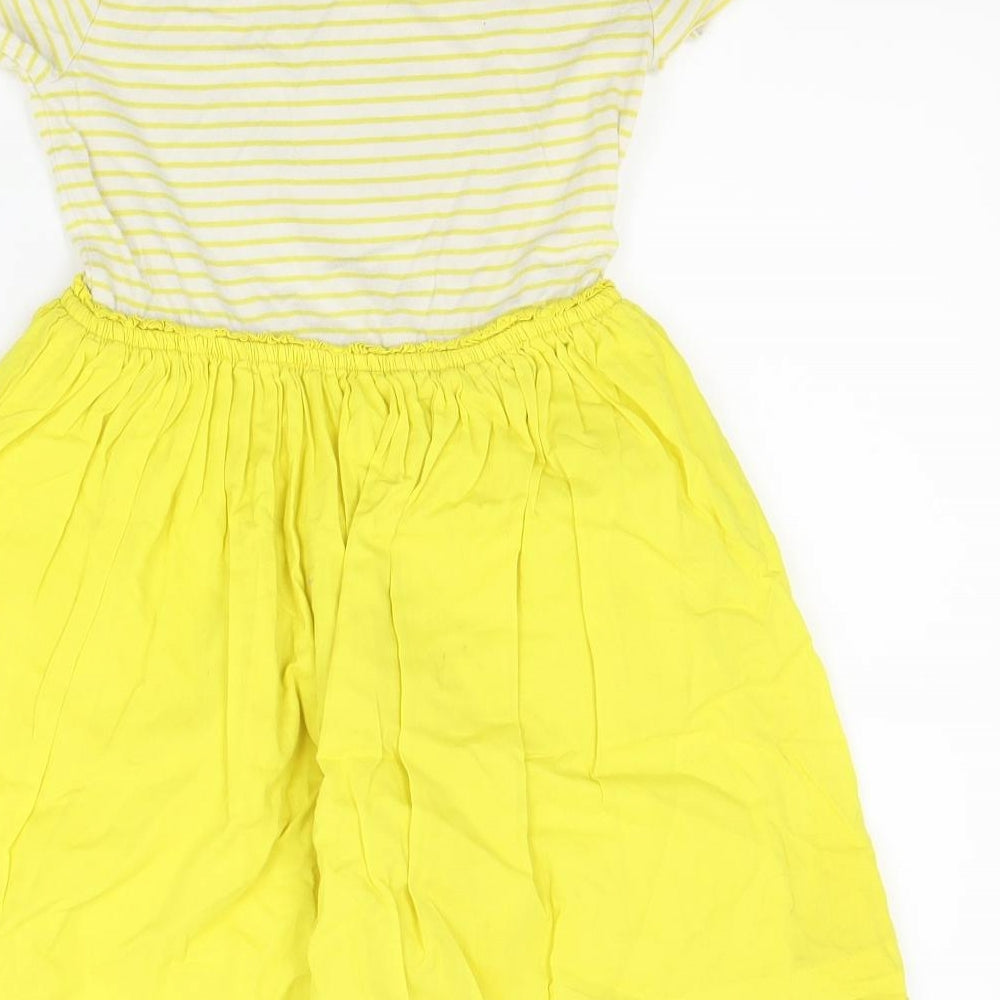 Mini Boden Girls Yellow Striped  Fit & Flare  Size 7-8 Years