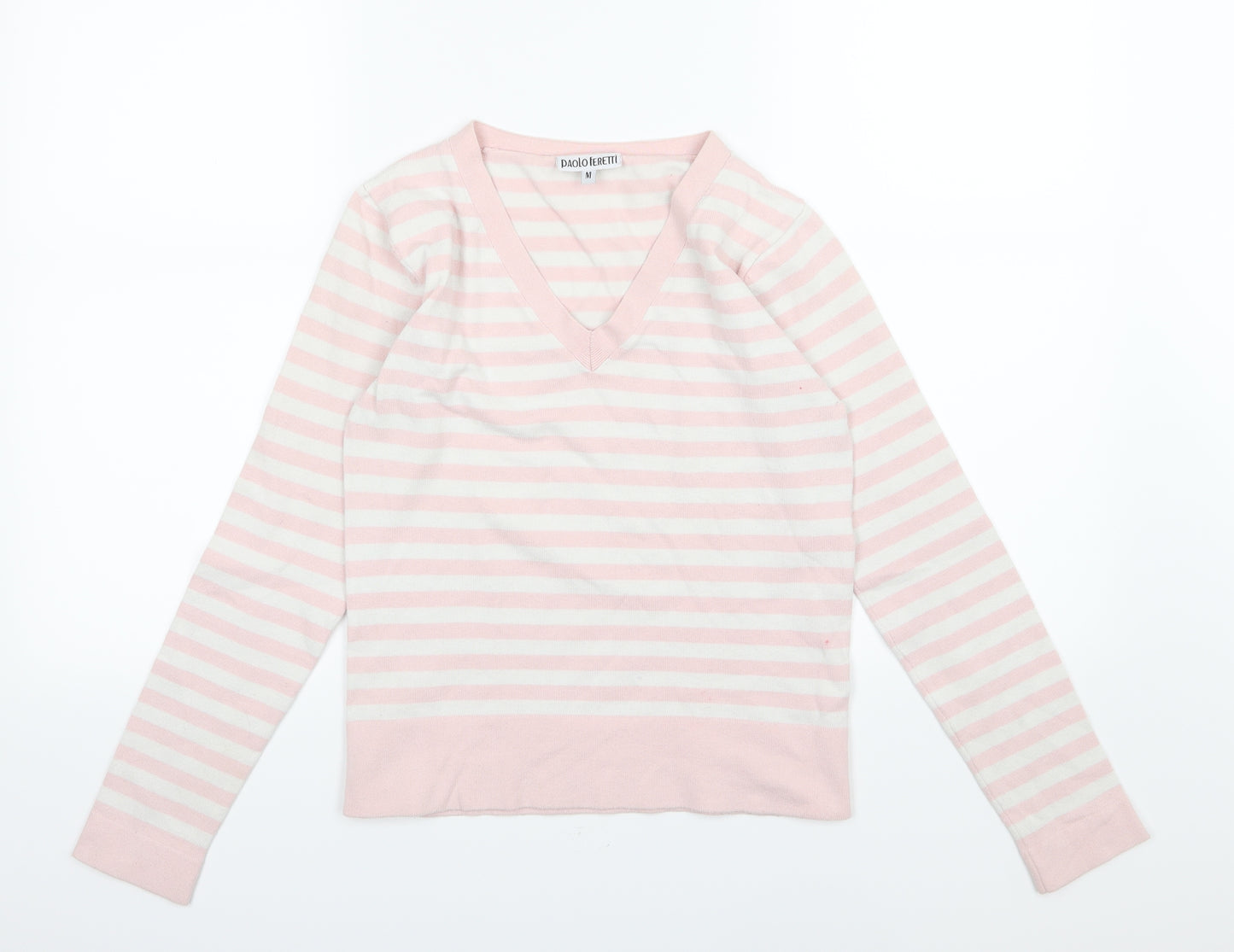 Paolo Feretti Womens Pink Striped Knit Pullover Jumper Size M