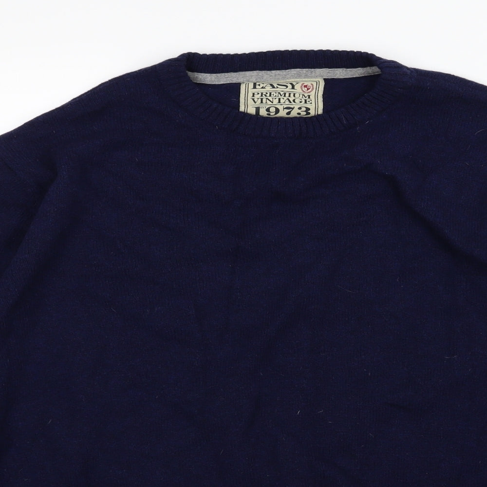 Easy Mens Blue  Knit Pullover Jumper Size 2XL