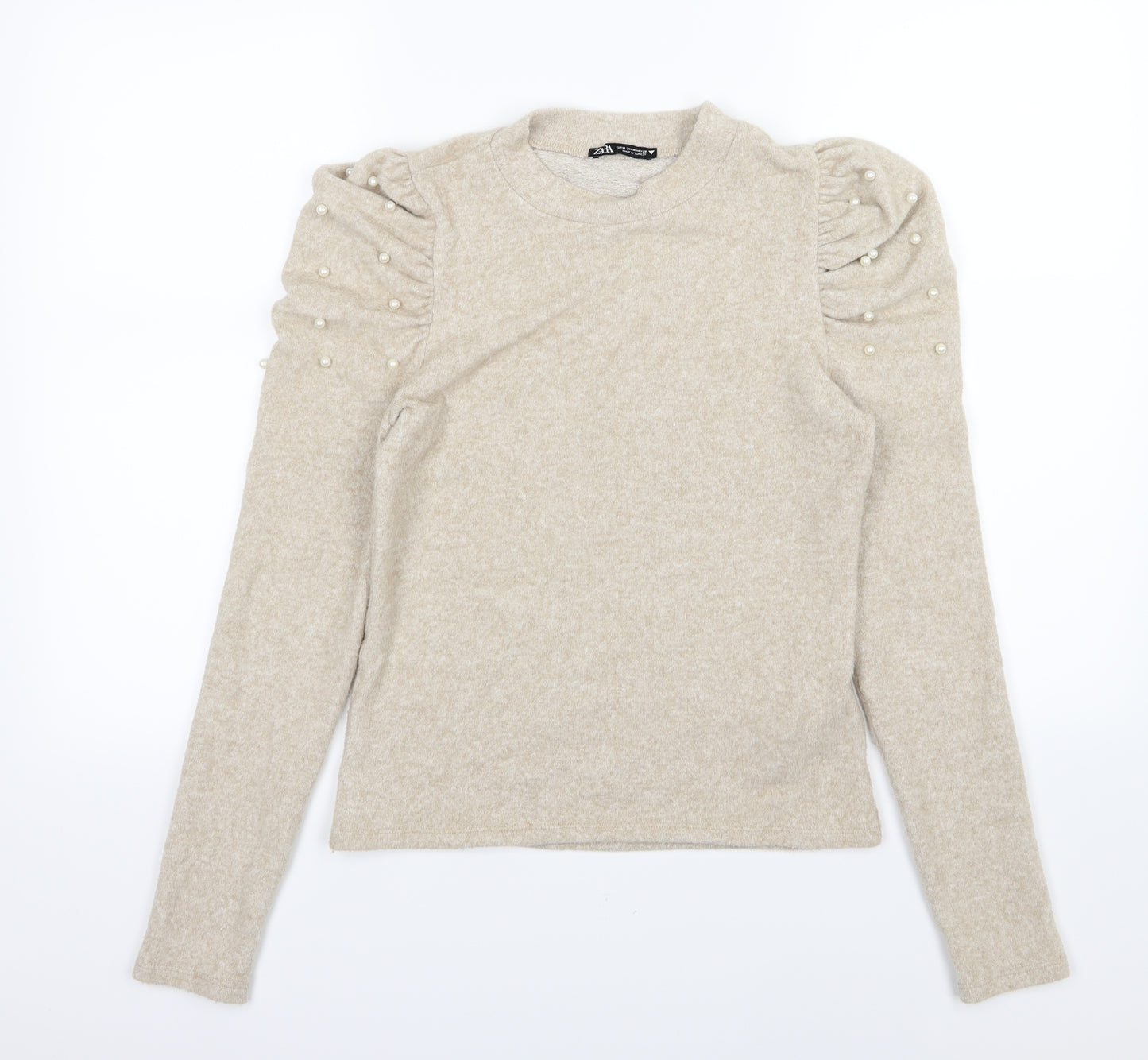 Zara Womens Beige  Knit Pullover Jumper Size M  - Beaded