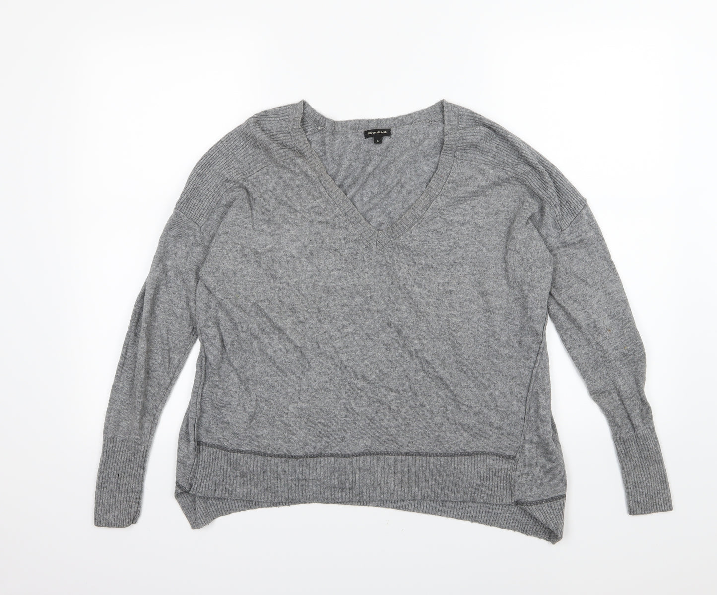 River Island Womens Grey  Knit Pullover Jumper Size 6