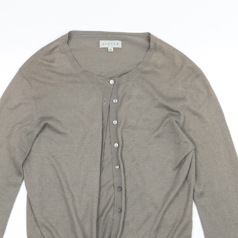 Jigsaw Womens Brown  Knit Cardigan Jumper Size XL