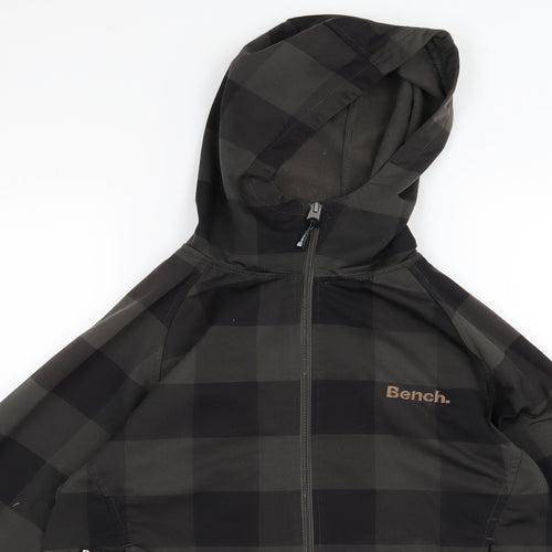Bench Mens Grey Check  Full Zip Hoodie Size L