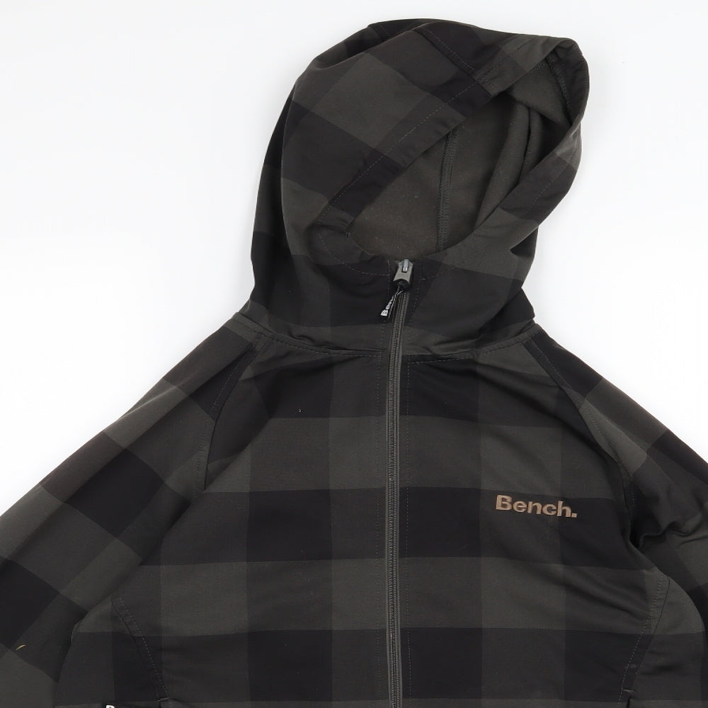 Bench Mens Grey Check  Full Zip Hoodie Size L