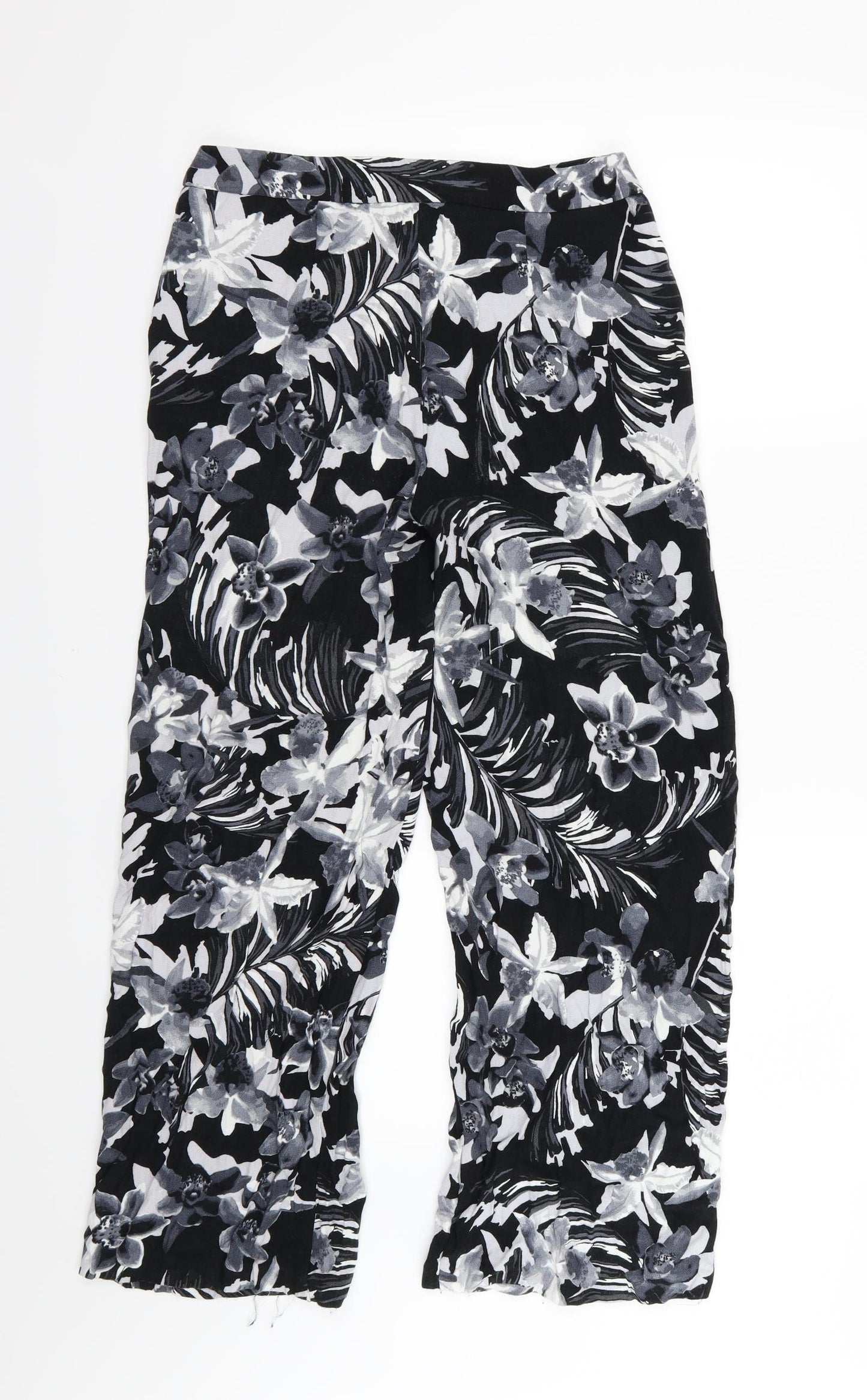 TU Womens Grey Floral  Trousers  Size 10 L27 in - Short leg