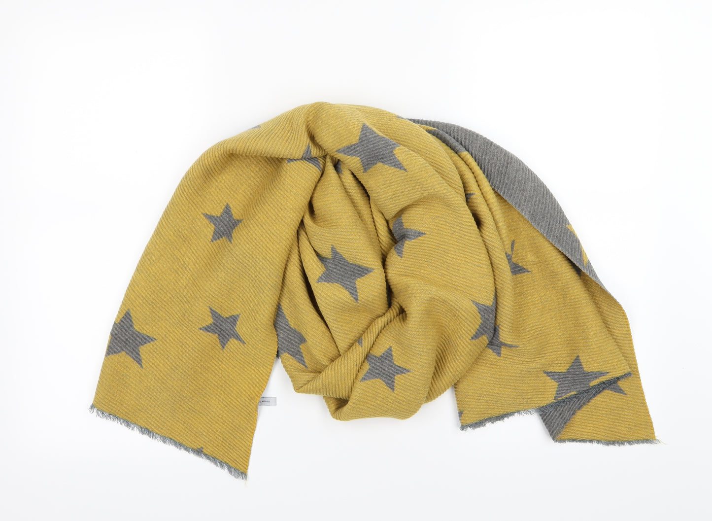 Preworn Womens Yellow  Knit  Scarf   - Grey star print