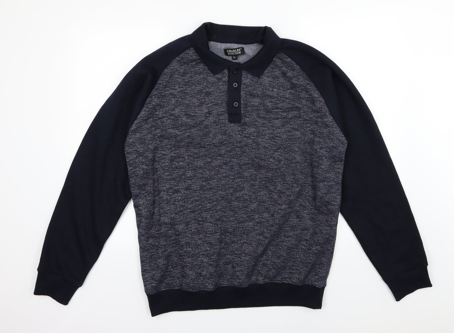 Charles Norton Mens Blue  Jersey Pullover Sweatshirt Size XL