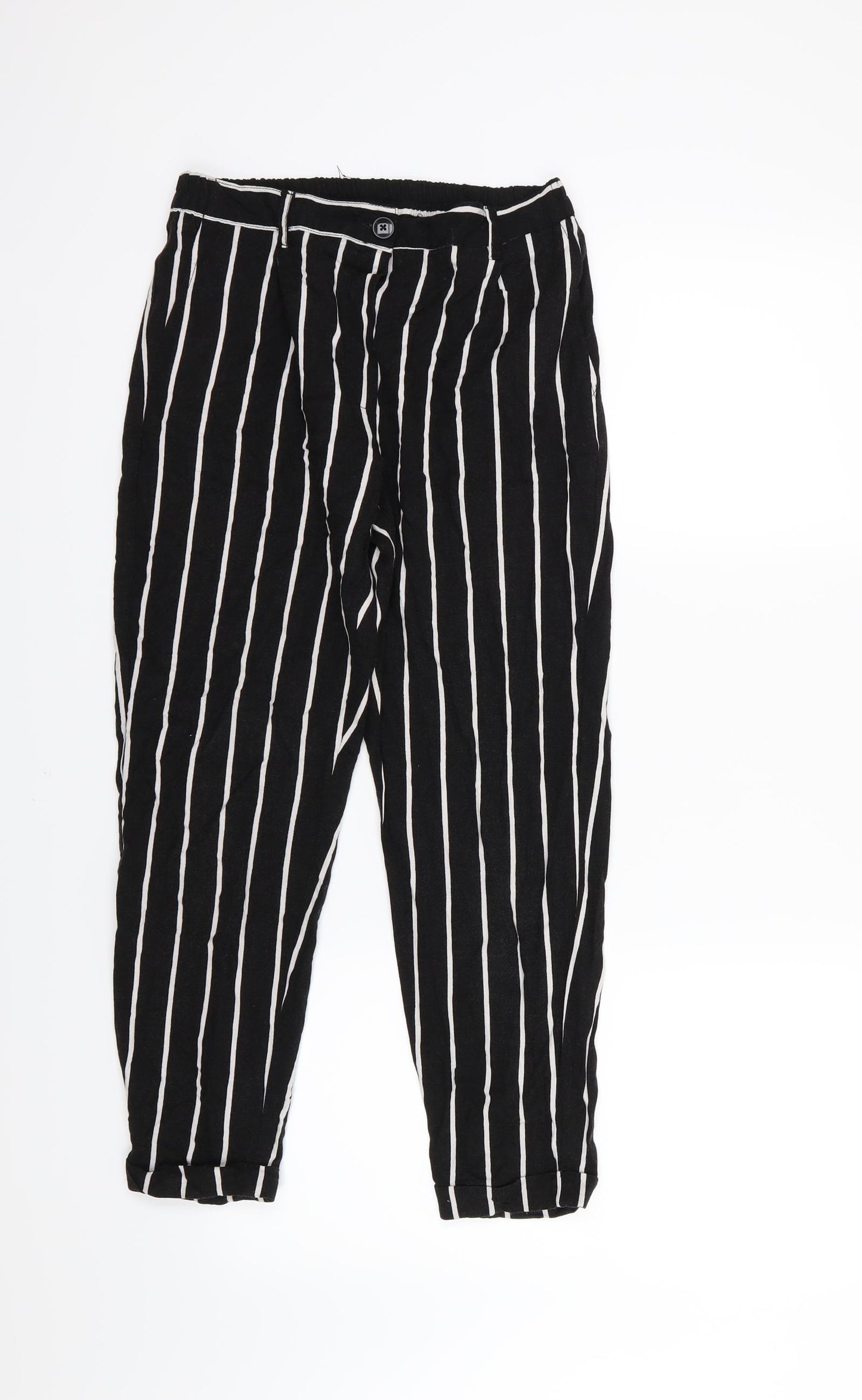 Bershka Womens Black Striped  Trousers  Size M L24 in