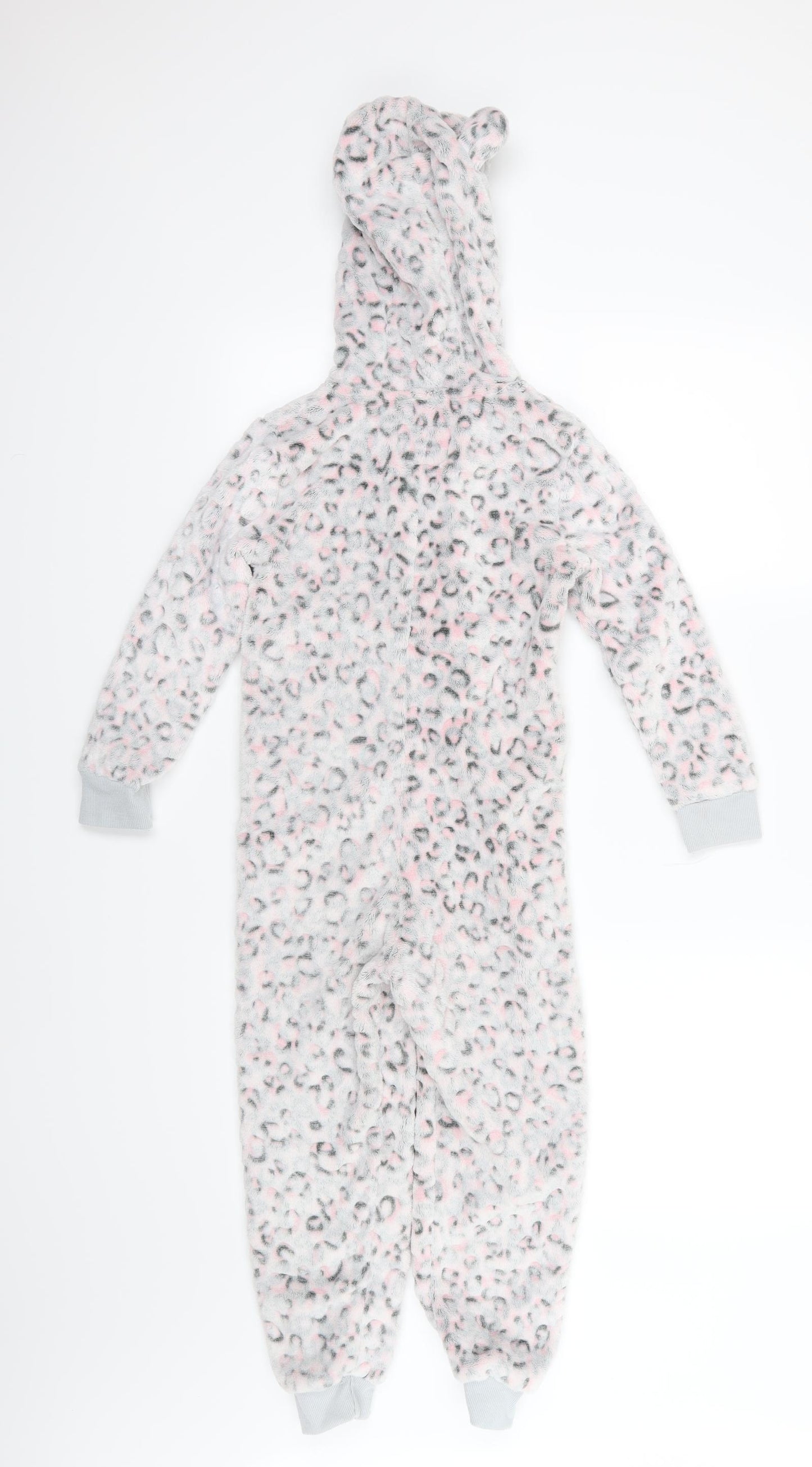 F&F Girls Pink Animal Print Fleece  One Piece Size 6-7 Years