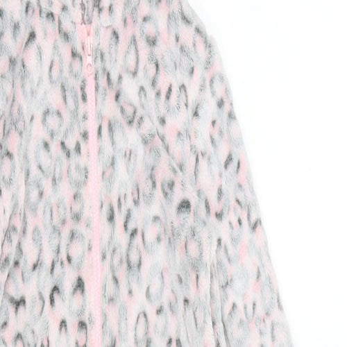 F&F Girls Pink Animal Print Fleece  One Piece Size 6-7 Years