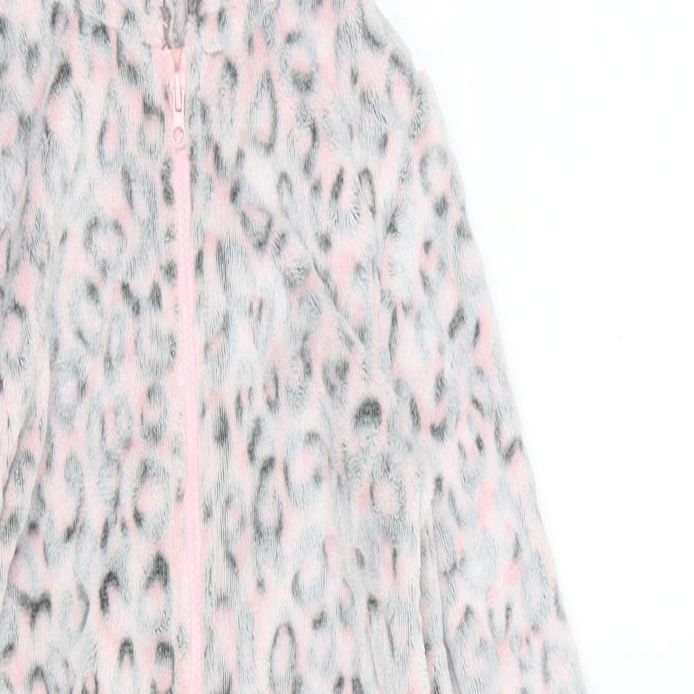F&F Girls Pink Animal Print Fleece  One Piece Size 6-7 Years