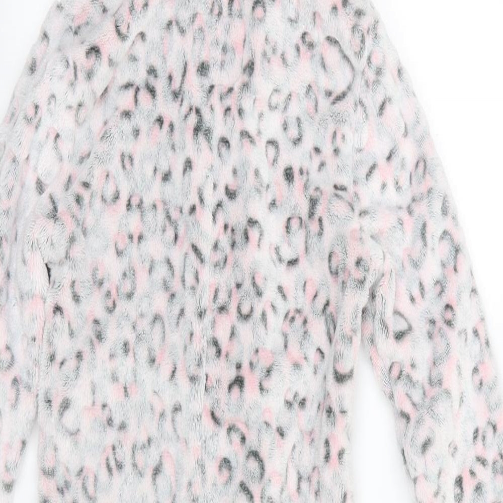 F&F Girls Pink Animal Print Fleece  One Piece Size 6-7 Years