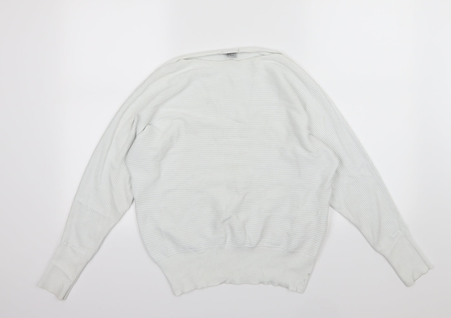 H&M Womens White  Knit Pullover Jumper Size M