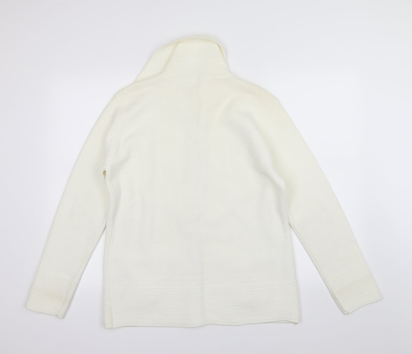 Fast Trend Womens Ivory  Knit Full Zip Jumper Size M