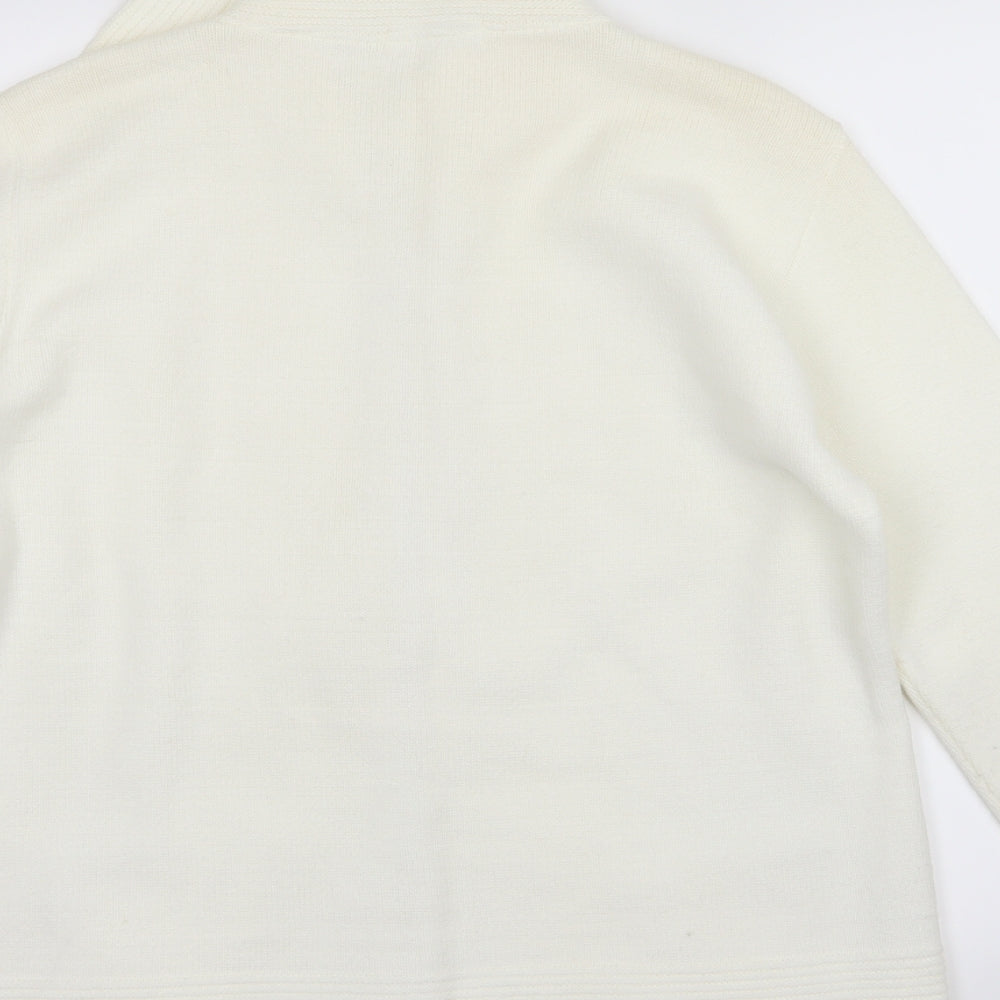 Fast Trend Womens Ivory  Knit Full Zip Jumper Size M