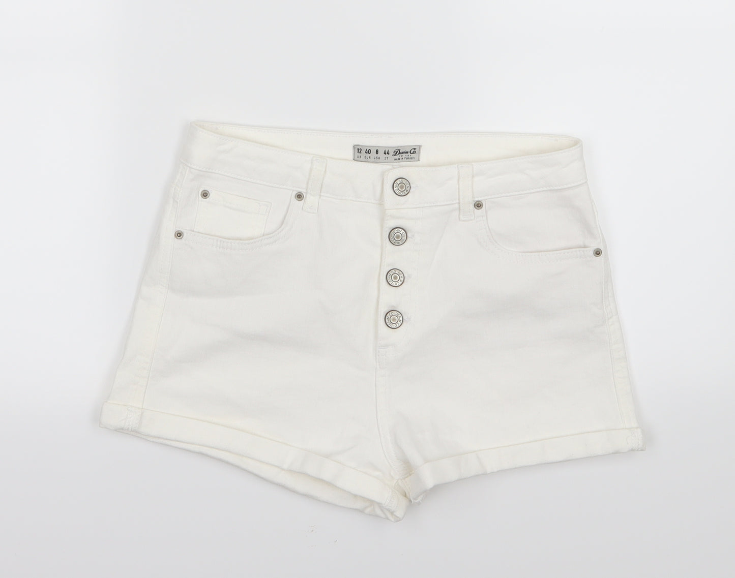 Denim & Co. Womens White  Denim Mom Shorts Size 12