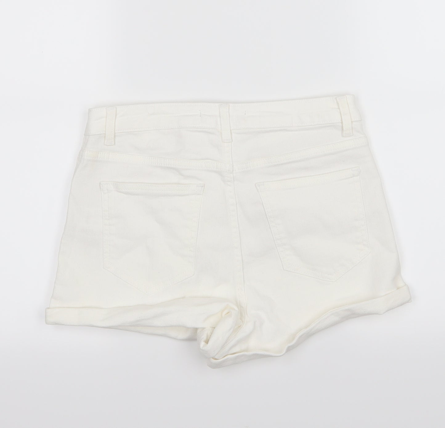 Denim & Co. Womens White  Denim Mom Shorts Size 12