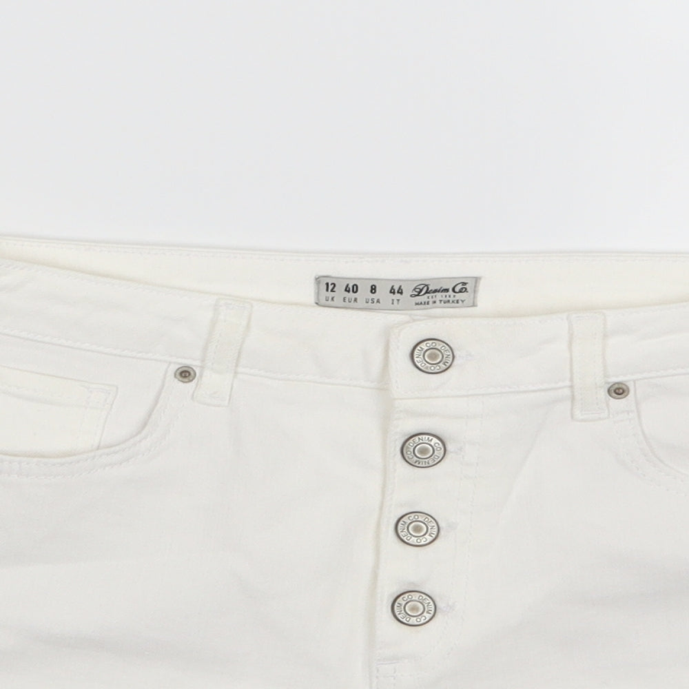Denim & Co. Womens White  Denim Mom Shorts Size 12