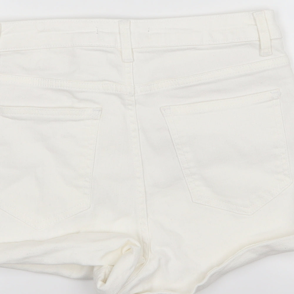Denim & Co. Womens White  Denim Mom Shorts Size 12