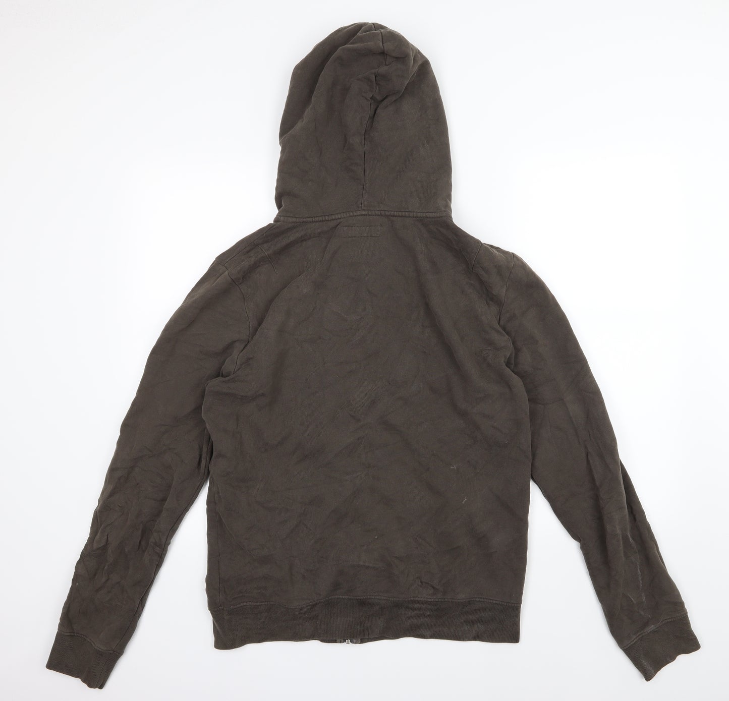 All Saints Mens Brown  Jersey Full Zip Hoodie Size M