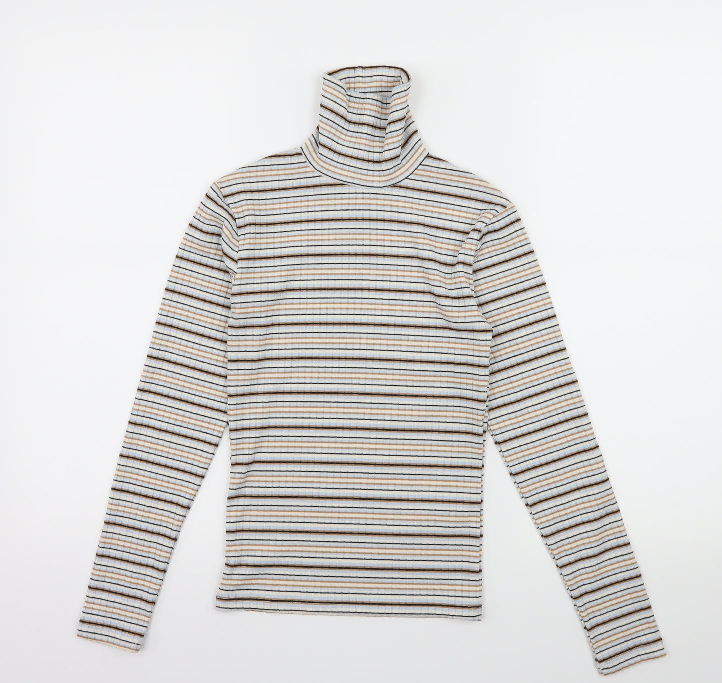 Miss Selfridge Womens Ivory Striped Jersey Basic T-Shirt Size 4