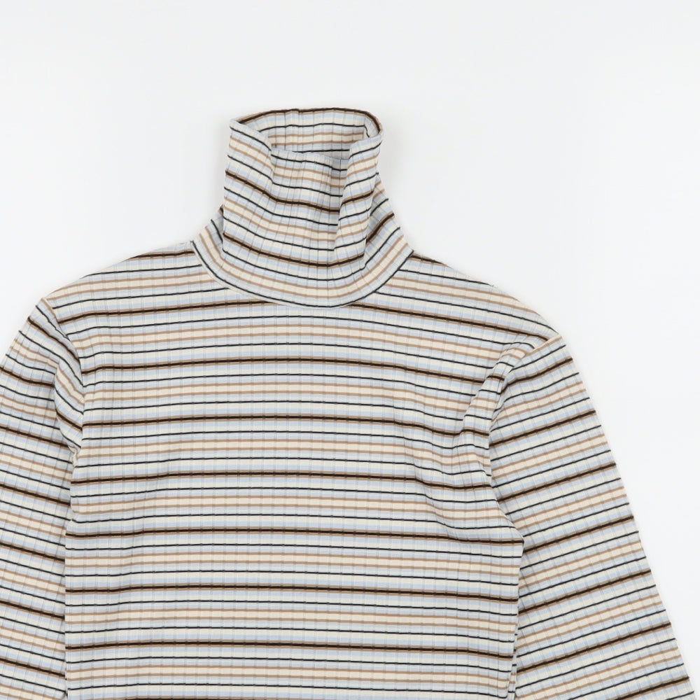 Miss Selfridge Womens Ivory Striped Jersey Basic T-Shirt Size 4