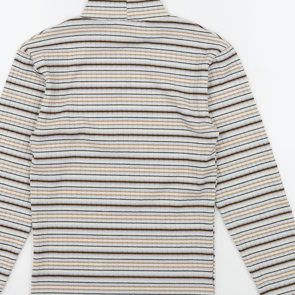 Miss Selfridge Womens Ivory Striped Jersey Basic T-Shirt Size 4