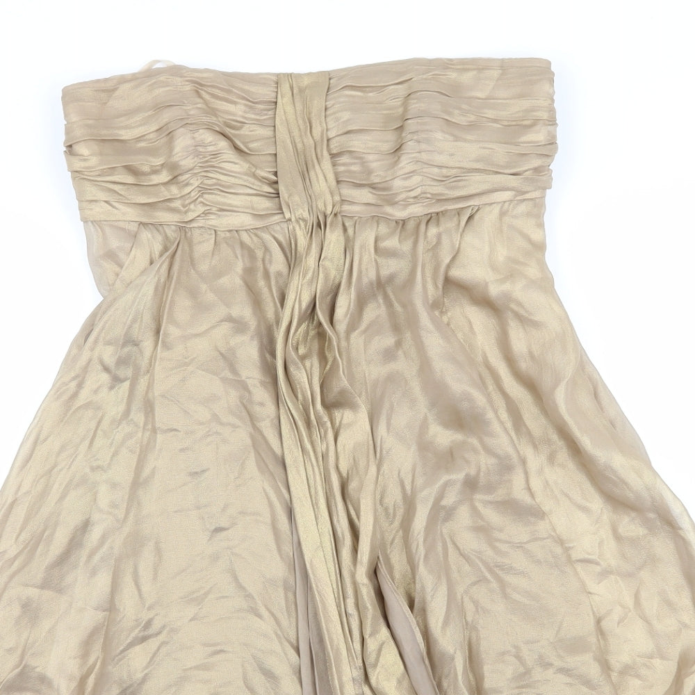 Monsoon Womens Gold   Fit & Flare  Size 12