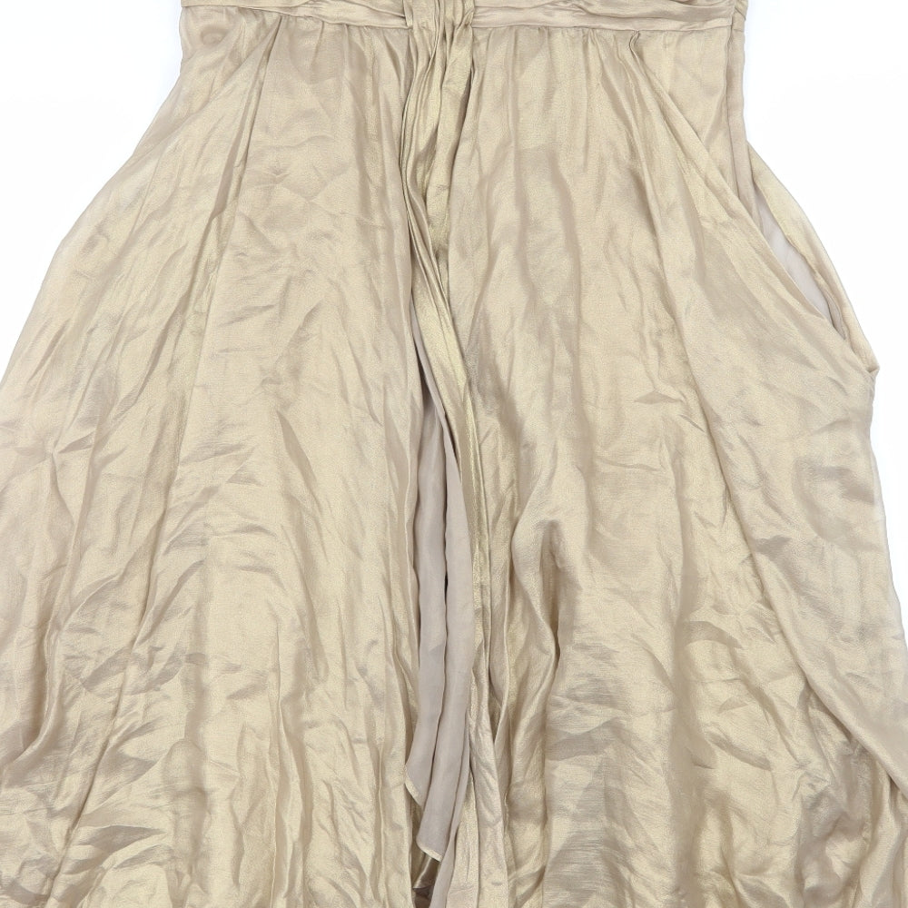 Monsoon Womens Gold   Fit & Flare  Size 12