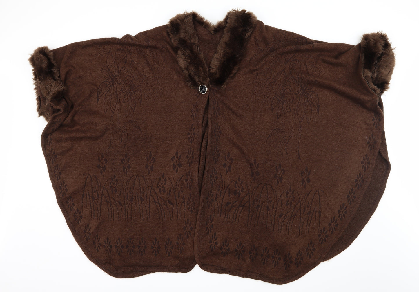 Preworn Womens Brown Floral Knit Cardigan Jumper One Size